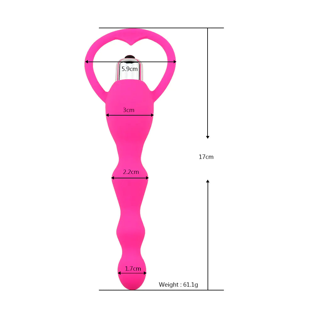 Plug Anal de Silicona Vibrador con Perlas para Masaje